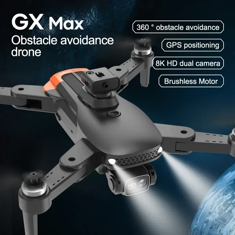 OUZEY GX MAX 브러시리스 드론, 전문가용 8K 듀얼 카메라, ESC 장애물 회피, GPS 포지셔닝, 와이파이 접이식 FPV RC 높이 유지
