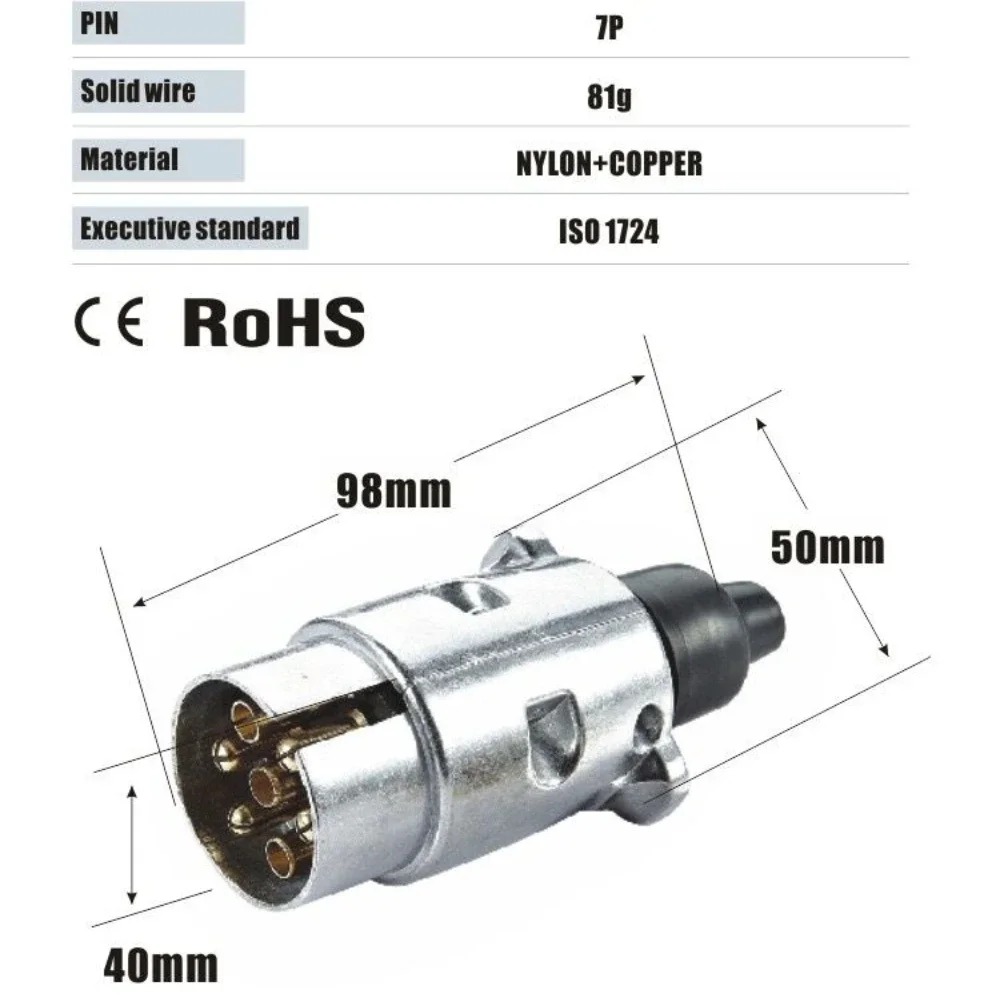 12V 7 Pole Metal Trailer Plug Towbar Towing Lights Socket Car Van Caravan Towing Connectors Adapter Aluminum Alloy Plug 1pcs, trailer plug adapter,trailer socket,trailer plug socket,trailer plug,towing adapter,towing adaptor