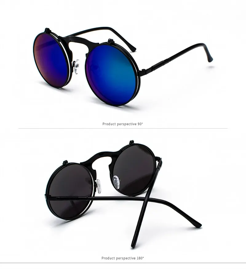 Occhiali da sole polarizzati vintage da uomo e da donna Protezione UV Occhiali da sole in metallo rotondi Steampunk retrò alla moda antiriflesso_voghion.com