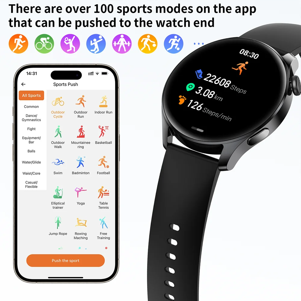 For Huawei Smart Watch 1.53 Inch 360*360 HD Bluetooth Call Watch Outdoor Sports Fitness Smartwatch For Men Women Android IOS