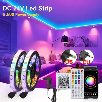 5M 10M 15M 20M 30M 40M Rgb Led Lights Strip For Bedroom Dc 24V Bluetooth App Control Led Tape Chain Tv Backlight Decoration Room