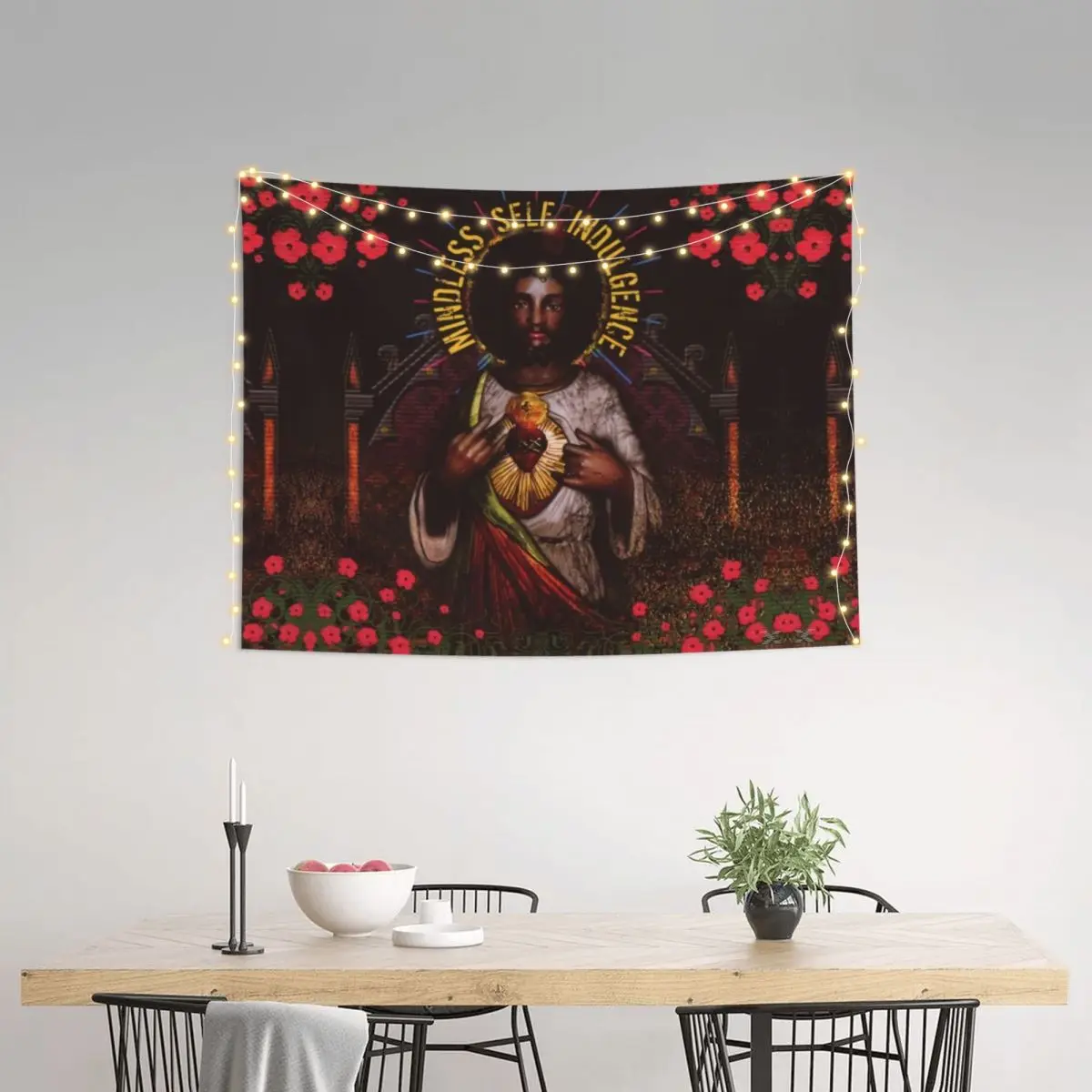 Tapestry Decorations Msi Mindless Punk Rock Self Indulgence Jesus Tapestry Home Decor Hippie Wall Hanging Electro Tapestries For Living Room
