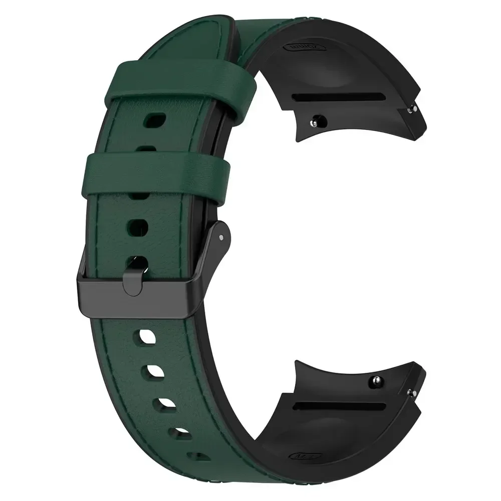 Dual-Material Silicone & Leather Watch Strap - Premium Replacement Band