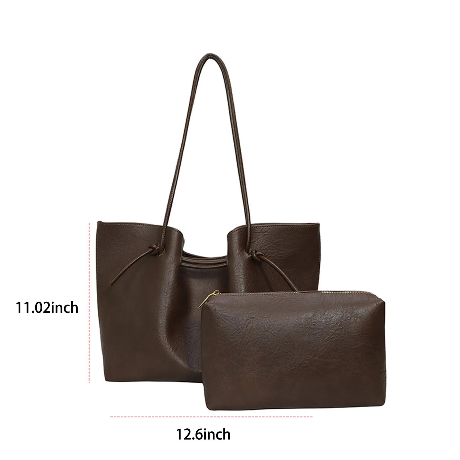Women PU Leather Shoulder Bag Large Handbag Drawstring Commuter Bag for Work Shopping Travel Daily