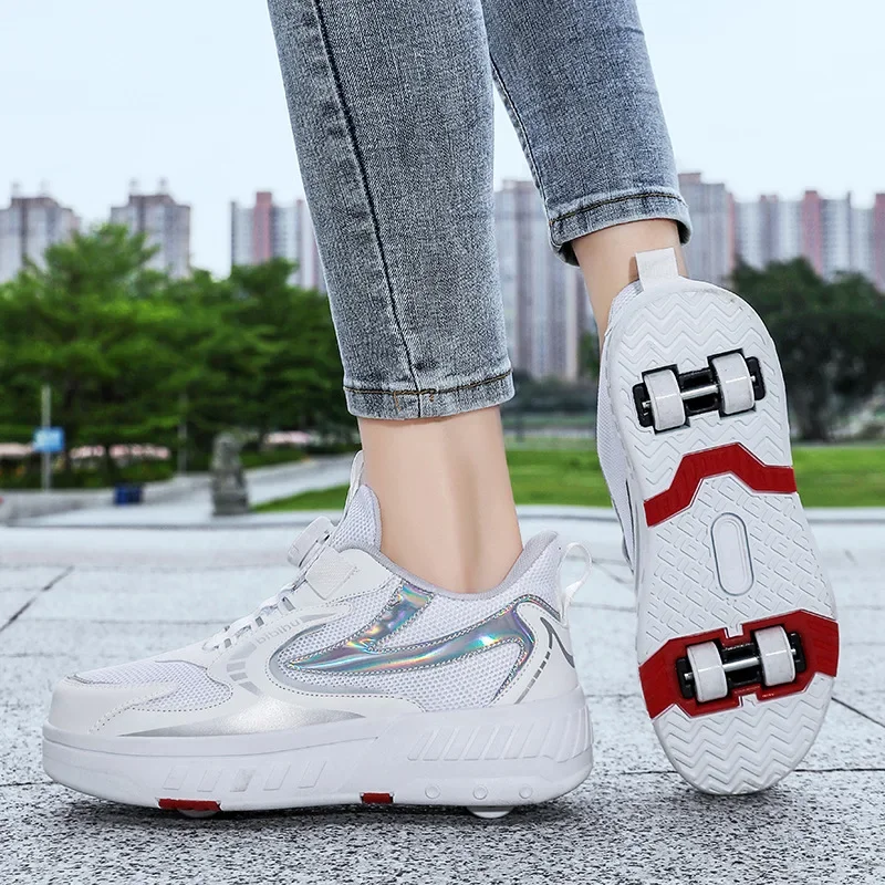 

EUR 29-43 NEW Children Junior Roller Skate Shoes Kids Sneakers With four 2023 Boys Girls Wheels Shoes Adult Casual boys Shoes