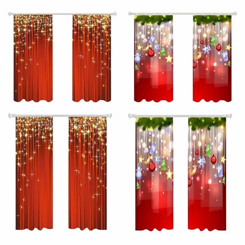 2PCSDigitalPrintingChristmasCurtainsSemishadingSunproof