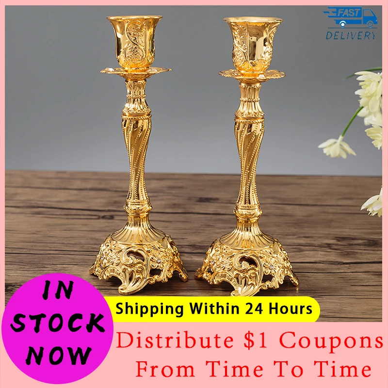 2Pcs Candle Holder Candlesticks For Candles Gold Silver Drop Shipping Europe Metal Candle Stand