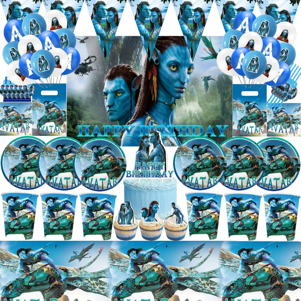 

Disney Avatar Birthday Party Decoration Avatar 2 Balloons Disposable Tableware Napkins Backdrops Baby Shower Kids Party Supplies