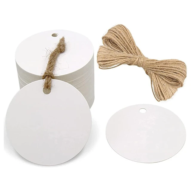 100pcs 3-5cm Round Kraft Paper Tags with Strings Wedding Birthday