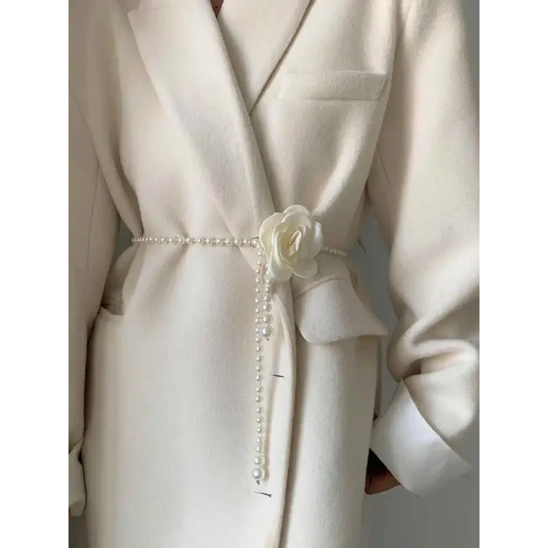 Camellia Decorative Waist Belt for Dress Coat Jacket