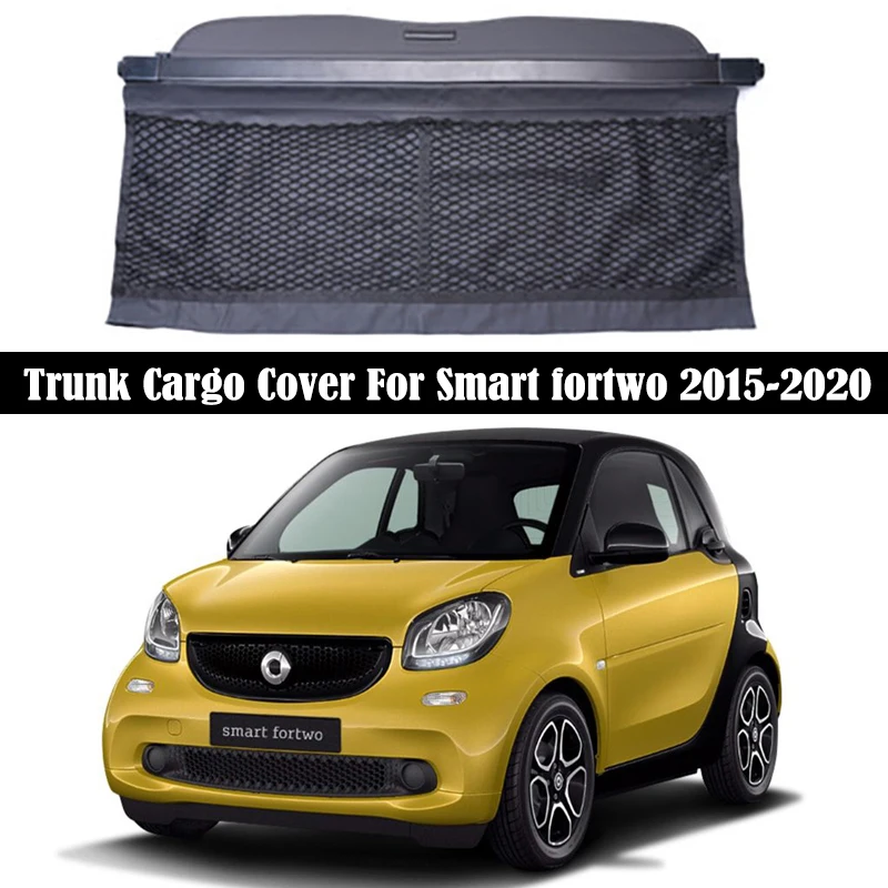 Cargo Cover for Smart ForTwo 2007-2014 1st Generation Retractable Security Shield Rear Boot Luggage Parcel Shelf Trunk Privacy Shade Car Accessories Black 