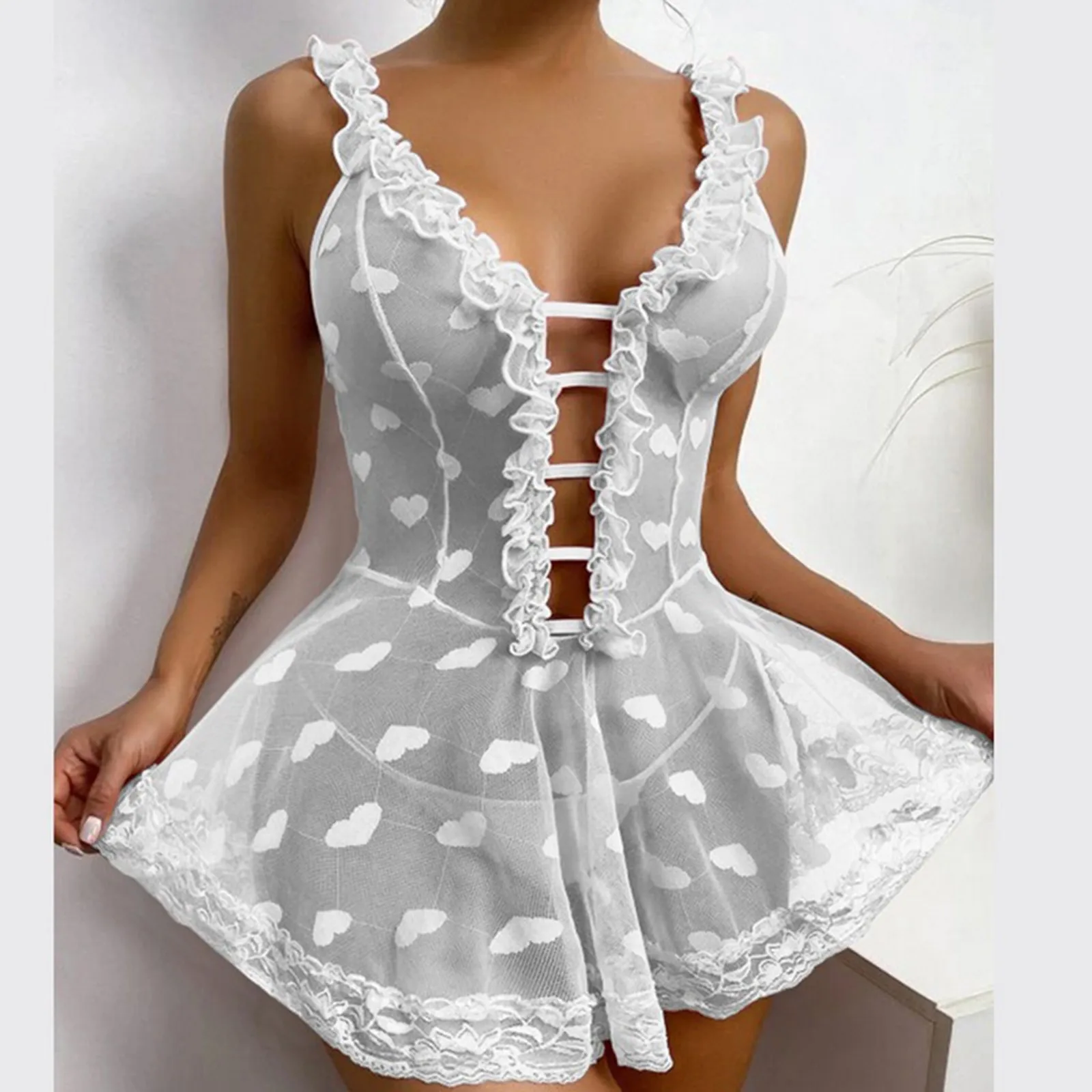 

Woman Sexy Lingerie Sleepwear Lace Dress Sexy Babydoll Lingerie Hot Erotic Underwear Nightwear Pajamas Costumes Plus Size
