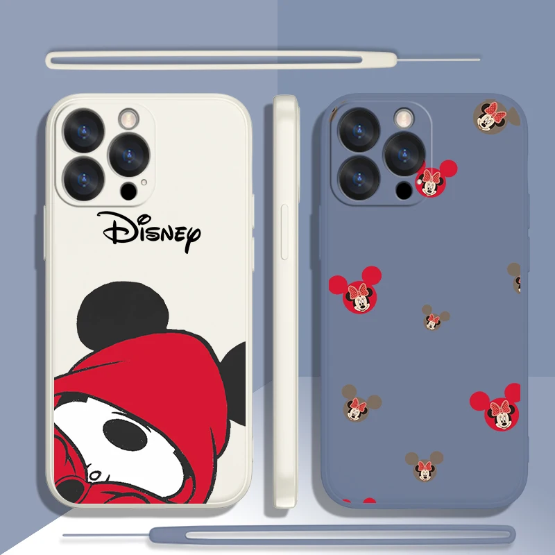 

Mickey Minnie Christmas Phone Case For Apple iPhone 14 13 12 Mini 11 Pro XS MAX XR X 8 7 6S Plus Liquid Rope Candy Shell Fundas