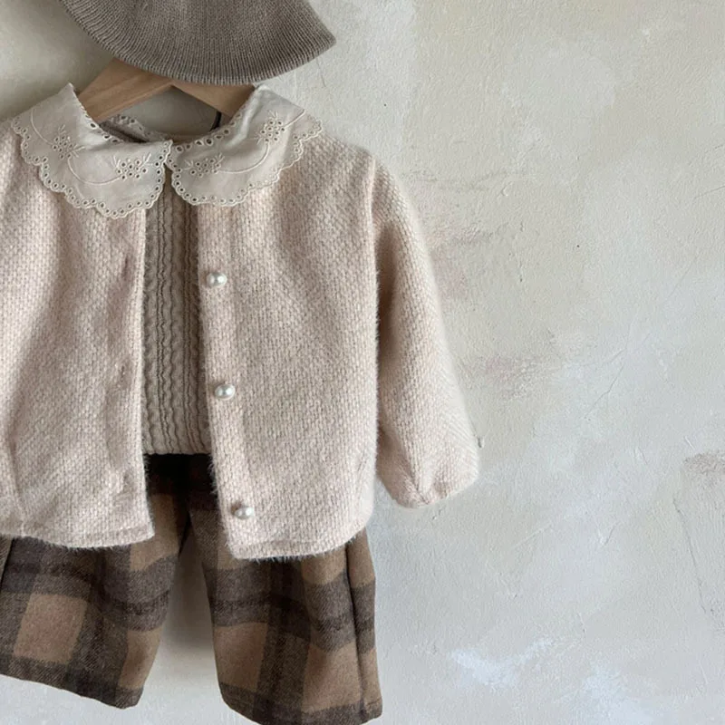 Autumn Winter New Baby Long Sleeve T Shirt Infant Cotton Casual Pullover Girls Solid Lace Collar Bottoming Tops Children Clothes 4