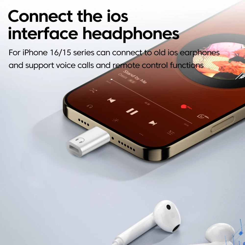Type C to Lightning Headphone Adapter Voice Call IOS Female to USB C Male Audio Aux Converter iPhone 15 16 iPad Notebook lightning to headphone adapter audio headphone adapter lightning to usb c adapter ios to type c adapter