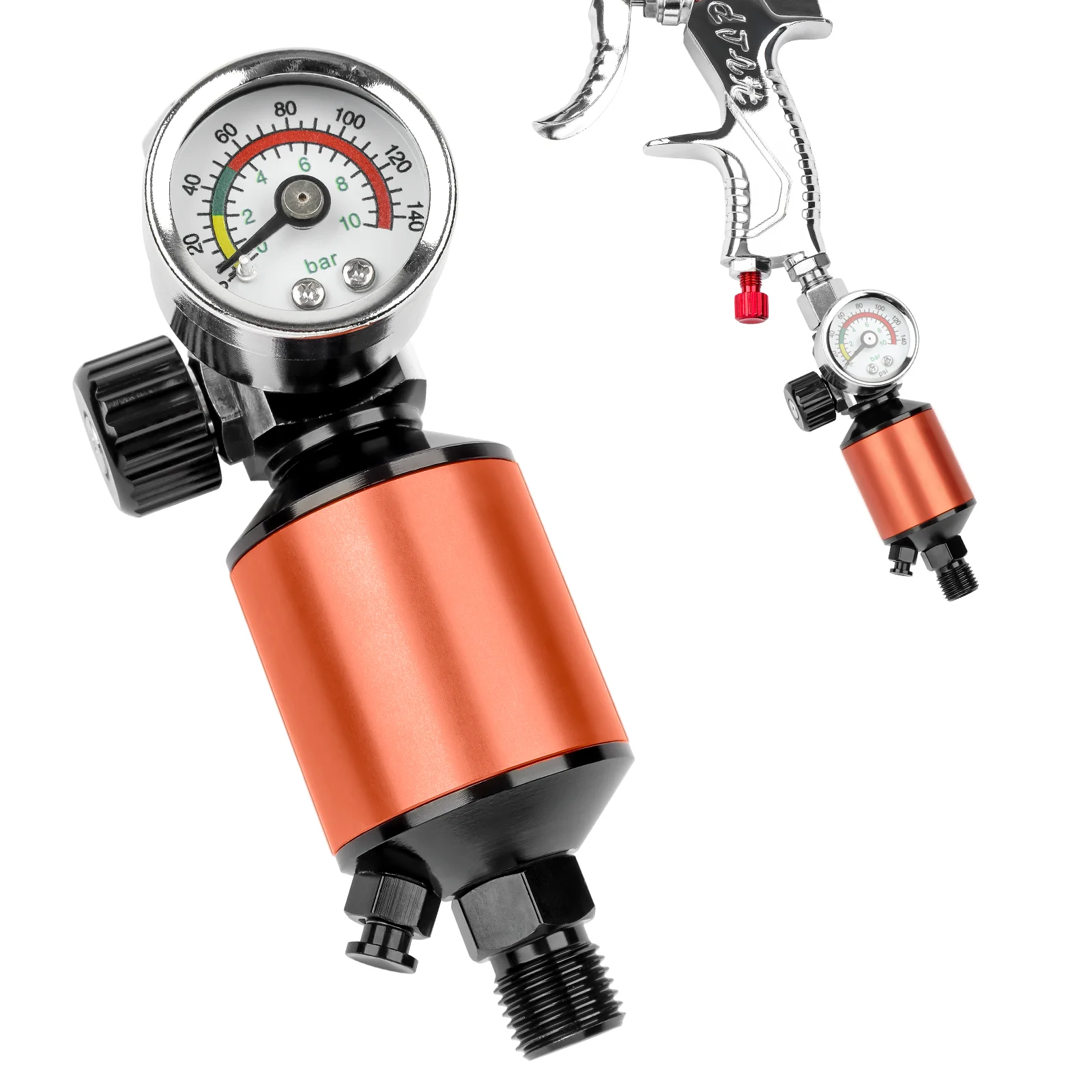 Régulateur Du Compresseur D'air Avec Jauge, Régulateur De Pression D'air Régulateur De Réglage De L'air 0 à 10bar G1 / 4 Pouces De Peinture De