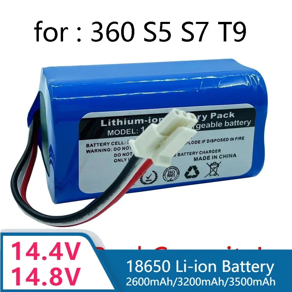 

New 14.4V 2600mah 3200mah 3500mah Battery For Qihoo 360 S5 S7 S7Pro T90 X9 Robotic Vacuum Cleaner Replacement Batteries