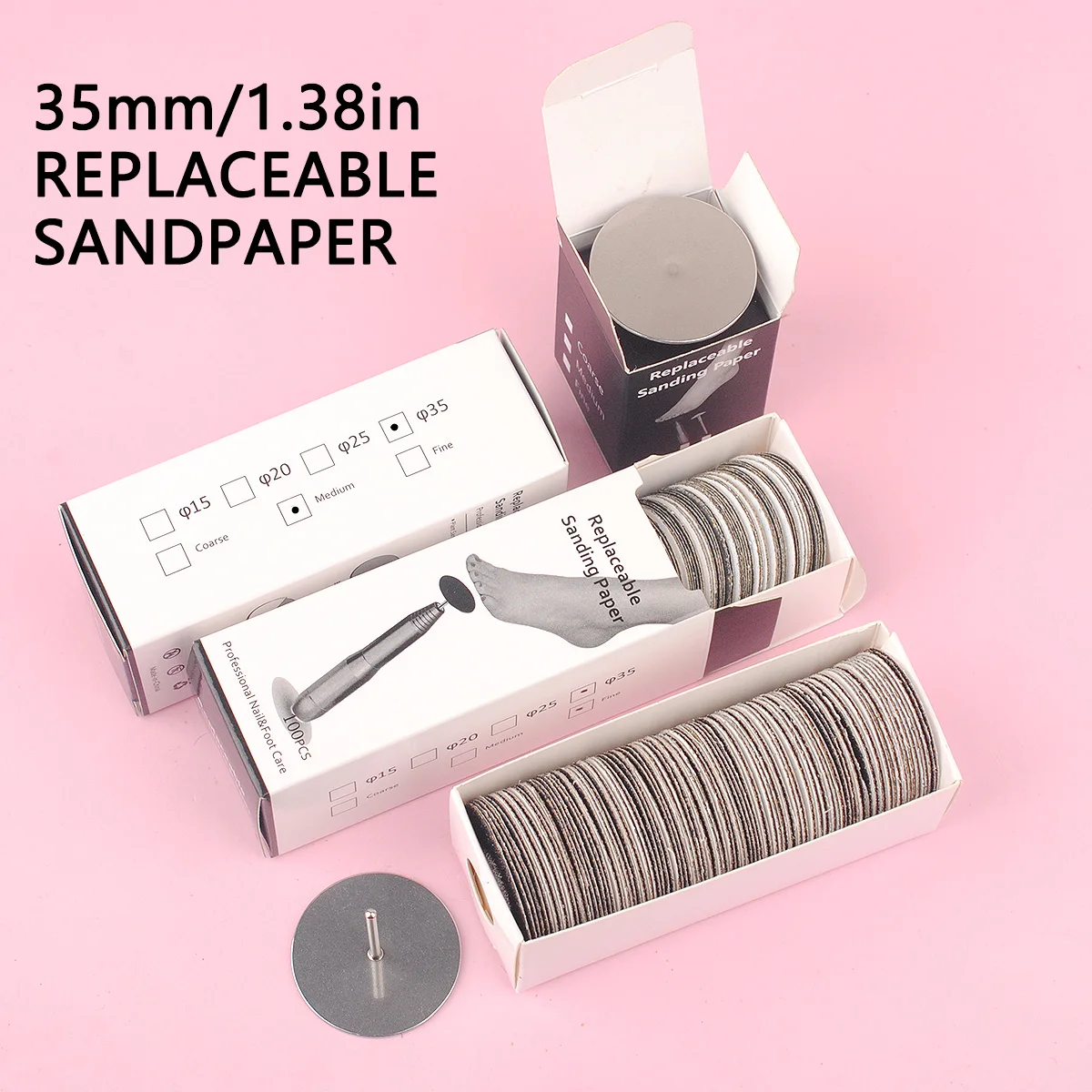 Foot Sanding Paper 35mm Replaceable for Pedicure Manicure 3/32'' Disk Foot Dead Skin Remove Disc foot sanding paper