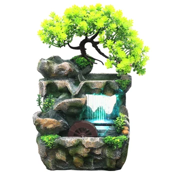 Desktop Small Rockery Simulation Tree Flowing Water Fountain And Rain Scenery for Meditation Yoga Room Creative Decorative 6