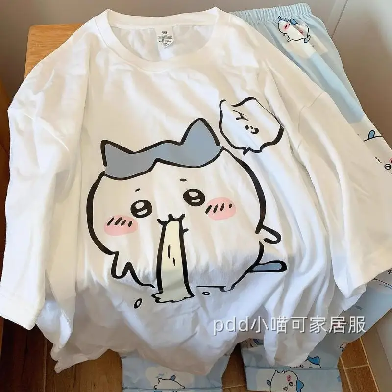 Anime Kawaii Chiikawas Pajamas Short Sleeved Long Pants Ventilate Cute Student Fashion Homewear Birthday Gifts Girlfriend Gifts 5