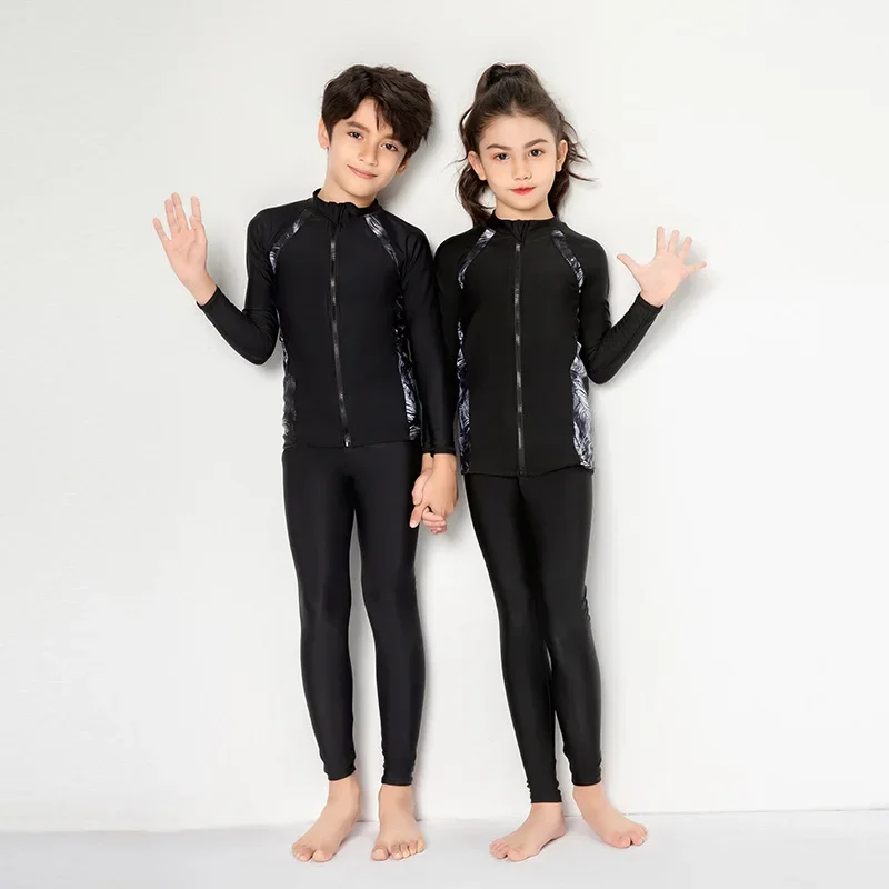 Boys Girls Long Sleeve UV Sun Protection Swim Shirt+Tights+Trunks Quick Dry Outdoor Rash Guard Swim Surf Tops+Bottoms