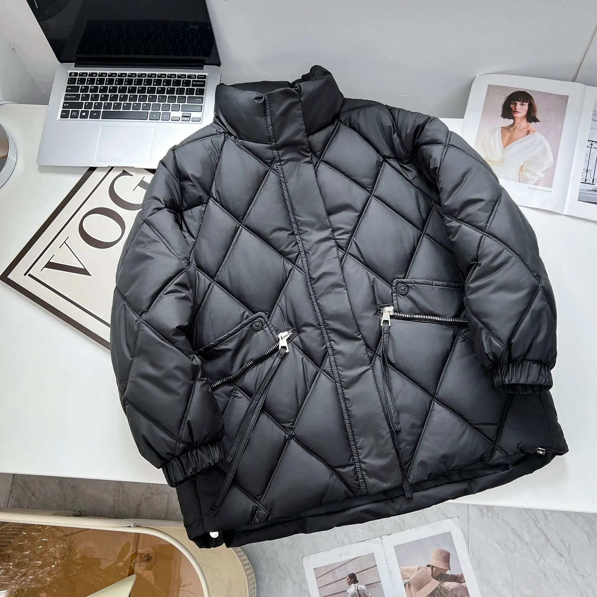 XXXXXL Fashion Plus Size Women's Parkas For Winter Wearing Loose mid-length stand-up Collar Padded Jacket Simple And Warm 8386