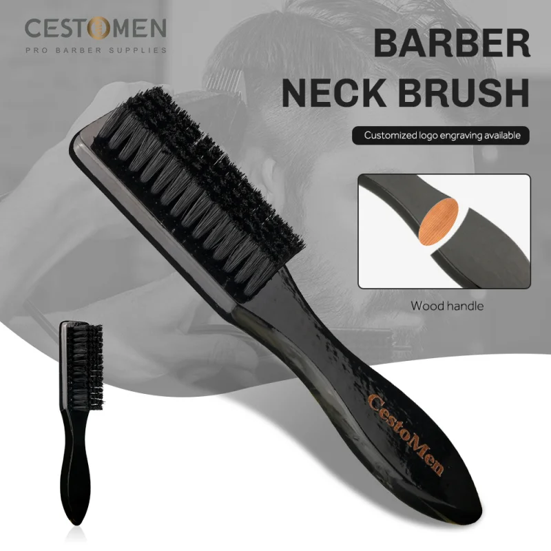 CestoMen Soild Wood Professional Fade Brush Barber Neck Sweeping Brush Comb Haircut Accessories Facial Cleaning Tools For Men