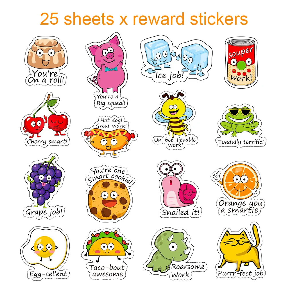 

400pcs Teacher School Incentive Classroom Cartoon Animal Punny Label Kids Inspiration Cute Motivational Reward Sticker Words