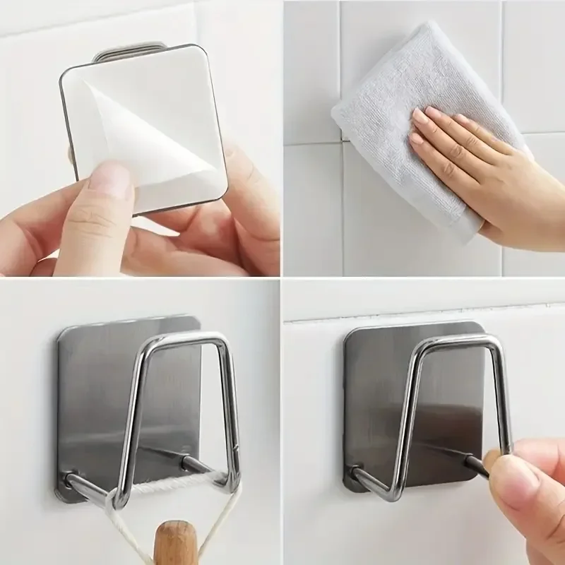 2/4Pcs Stainless Steel Sponge Holder For Kitchen Sink No Punching Sponge Holder Wall Mount Sponge Rack Sink Drain Rack 4