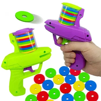 Flying Saucer Disc Launcher Training Toy Outdoor Shooters Gun Foam Disc Shooting Fight Soft  Gun Boys Girls Christmas Toys