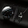3PCS/Set Fashion Men Watch Luxury Casual Leather Band Quartz Wristwatch Men Business Watches Bracelet Necklace Set Jewelry Gifts