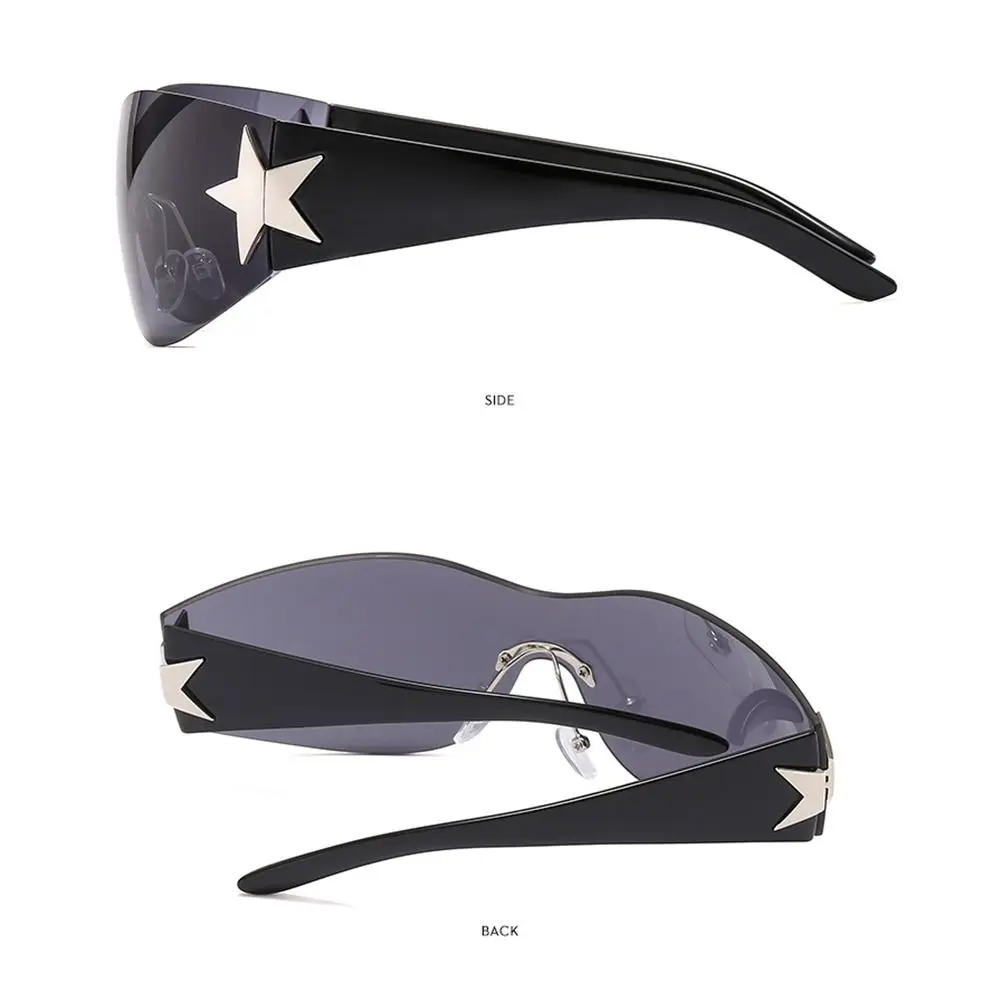 Rimless Sunglasses Oversized Trendy Y2K Wrap Around Sunglasses Punk One Piece Goggles Sports Sun Glasses Shades Driving_voghion.com