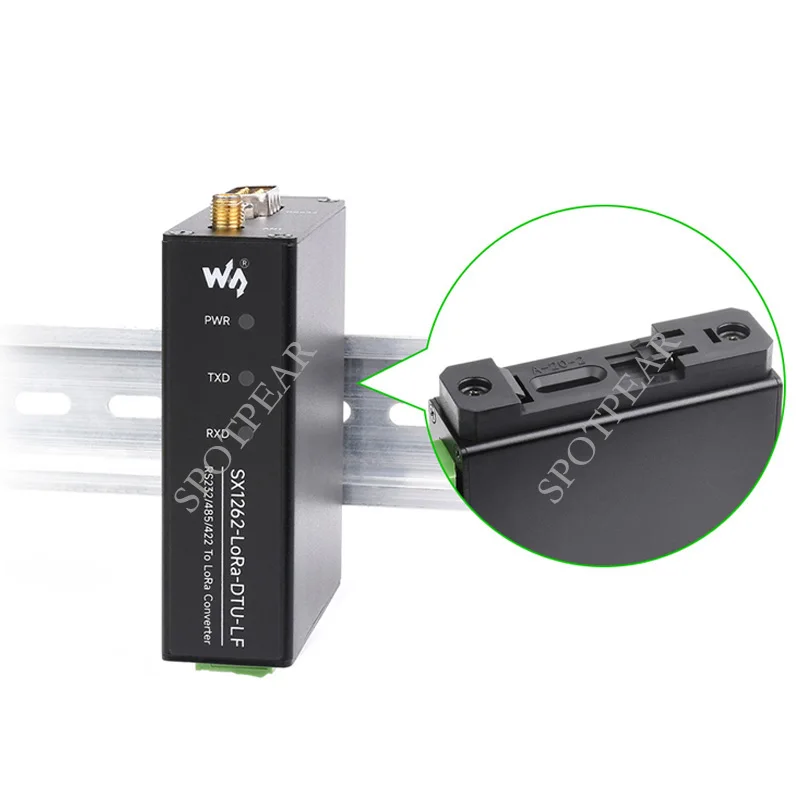 

Rail-Mount RS232/RS485/RS422 to LoRa SX1262 data transmission terminal DTU for Sub-GHz LF/HF frequency band