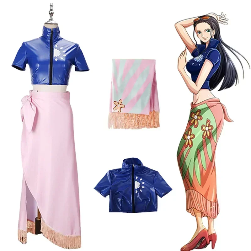 

Anime Nico Robin Cosplay Robin Cosplay ONE PIECE Costume Uniform Tops Skirt Full Set Halloween Carnival Party Costumes for Women