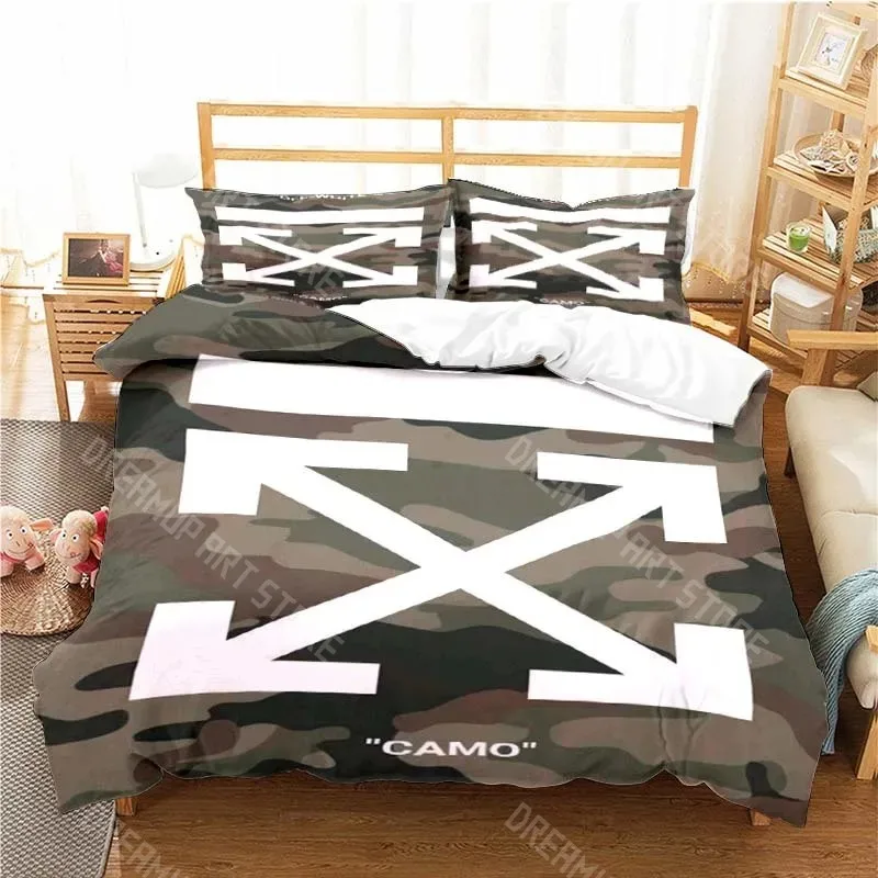 3D Print Fashion Off Logo White Bedding Set Boys Girl Twin Queen King Size Duvet Cover Pillowcase Bed boys Adult Home Textiles 6