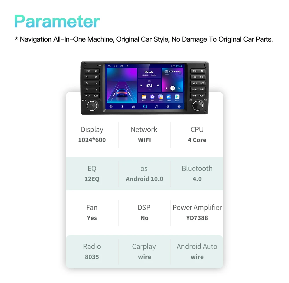 S907696393b2f4f0e9f89849453b16bcem Kapud Android 10 Car Multimedia 8" For BMW E39 M5 1997-2003 CarPlay AUTO SWC GPS Navigation System Stereo Radio BT Wifi DSP