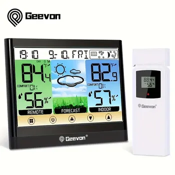 Geevon Weather Station Wireless Indoor Outdoor termometro igrometro Touch Display LCD con sveglia retroilluminazione regolabile