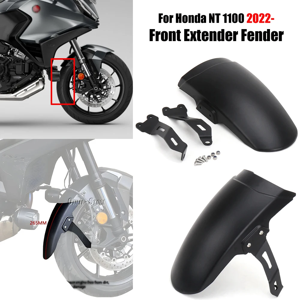 

Motorcycle New Front Extender Mudguard Fender Plastic Black Accessories For HONDA NT1100 NT 1100 2022 2023 2024