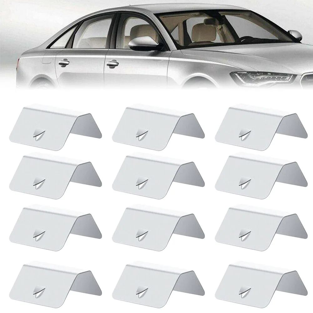 8/12 Psc Universal Car Wind Rain Deflector Metal Fitting Clips Replacements Stainless Steel Car Window Deflectors
