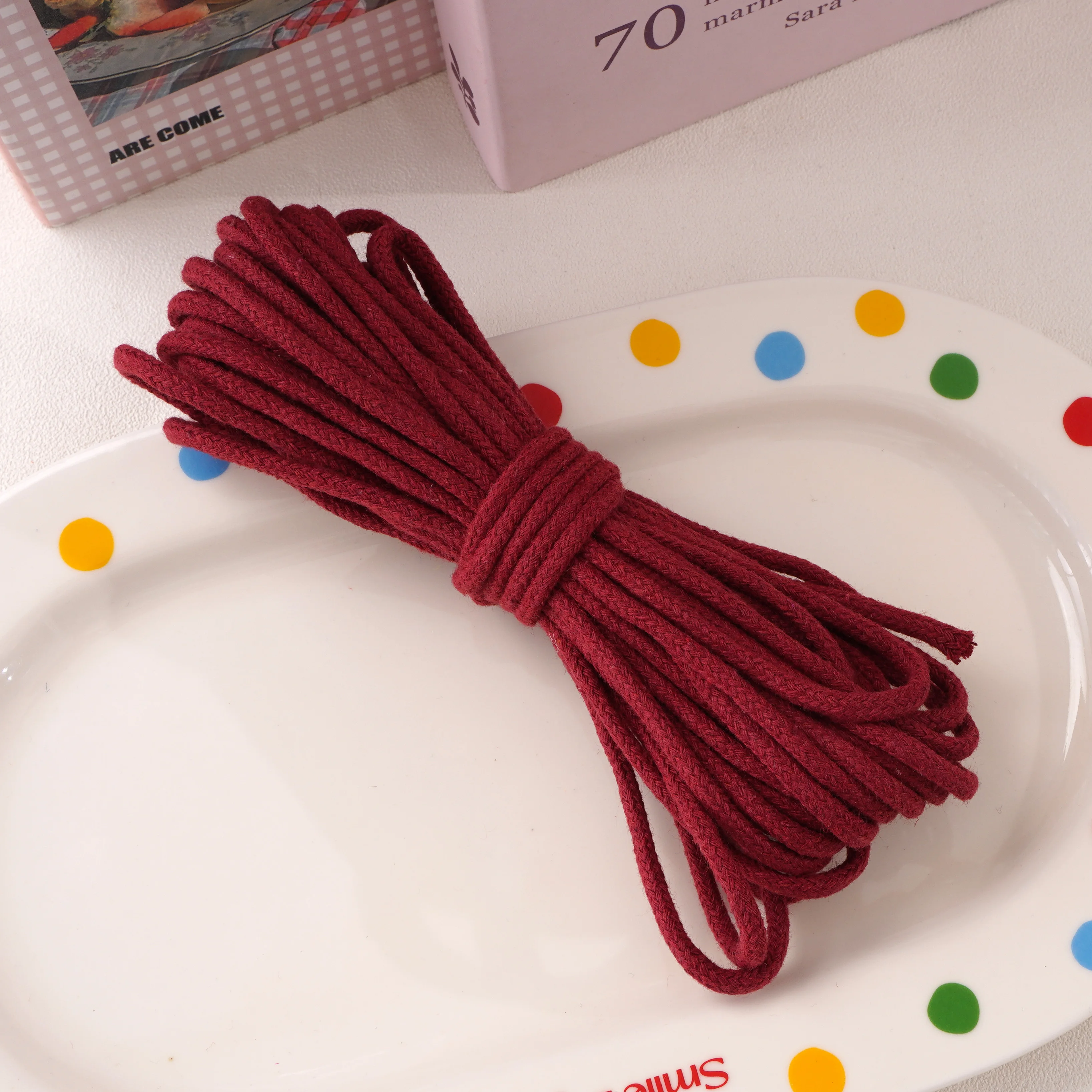 10-Meter Pack of 4mm Multi-Color Braided Cotton Rope for Crafts and Home Decor