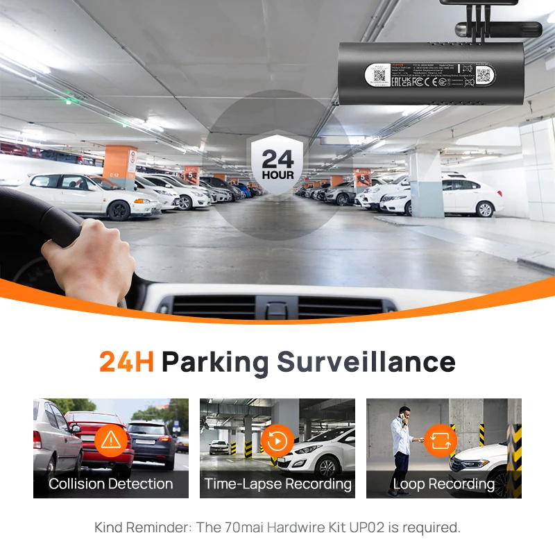 Dash Cam 70mai M200 APP English Voice Control 1080P HDR Night Vision 24H Parking Surveillance WIFI