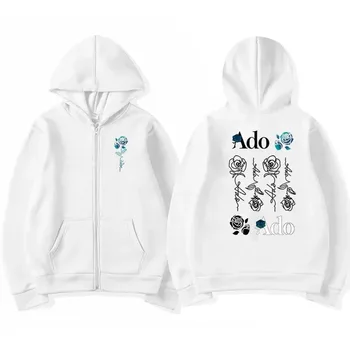 2025 Ado Harajuku Y2K جرافيك سحاب مطبوع هوديس الرجال النساء الخريف الشتاء عادية الصوف كم طويل 3