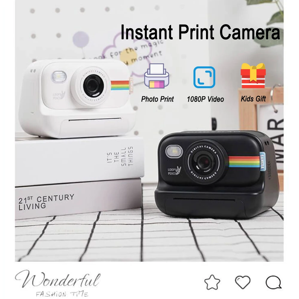 Digital Camera Instant Print Camera for Kids Christmas Birthday Gifts for Girls Boys 1080 HD Digital Video Cameras Toddler Portable Toy