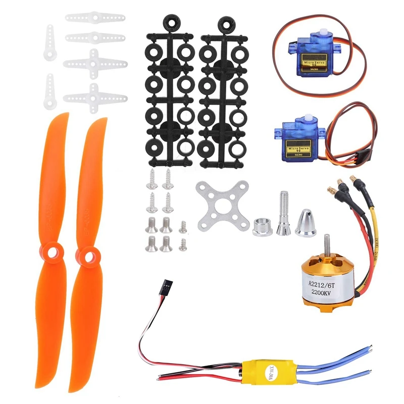 RC 비행기 모터용 금속 및 플라스틱 전기 모터 키트, SG90 서보 2212 KV2200 브러시리스 모터 30A ESC 6035 프로펠러 액세서리