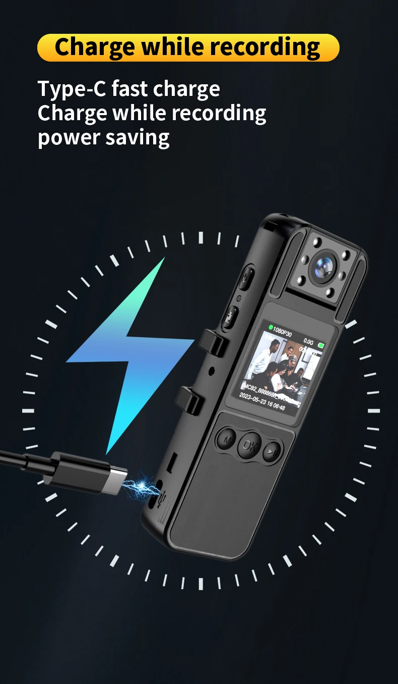 מצלמה עם אודיו וידאו הקלטה 180 ° עדשה מסתובבת, hd 1080p, 6 שעות סוללה