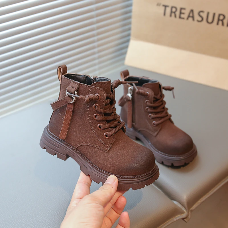 Kids Thermal Boots Breathable Lining Retro Hiking Boots