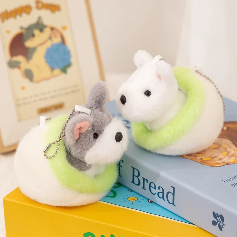 Hot 1pc 10cm Love Dog Nest Series Plush Pendant Schnauzer,corgi Dog,teddy Dog Keychain Stuffed Animal Puppy Kid Gift