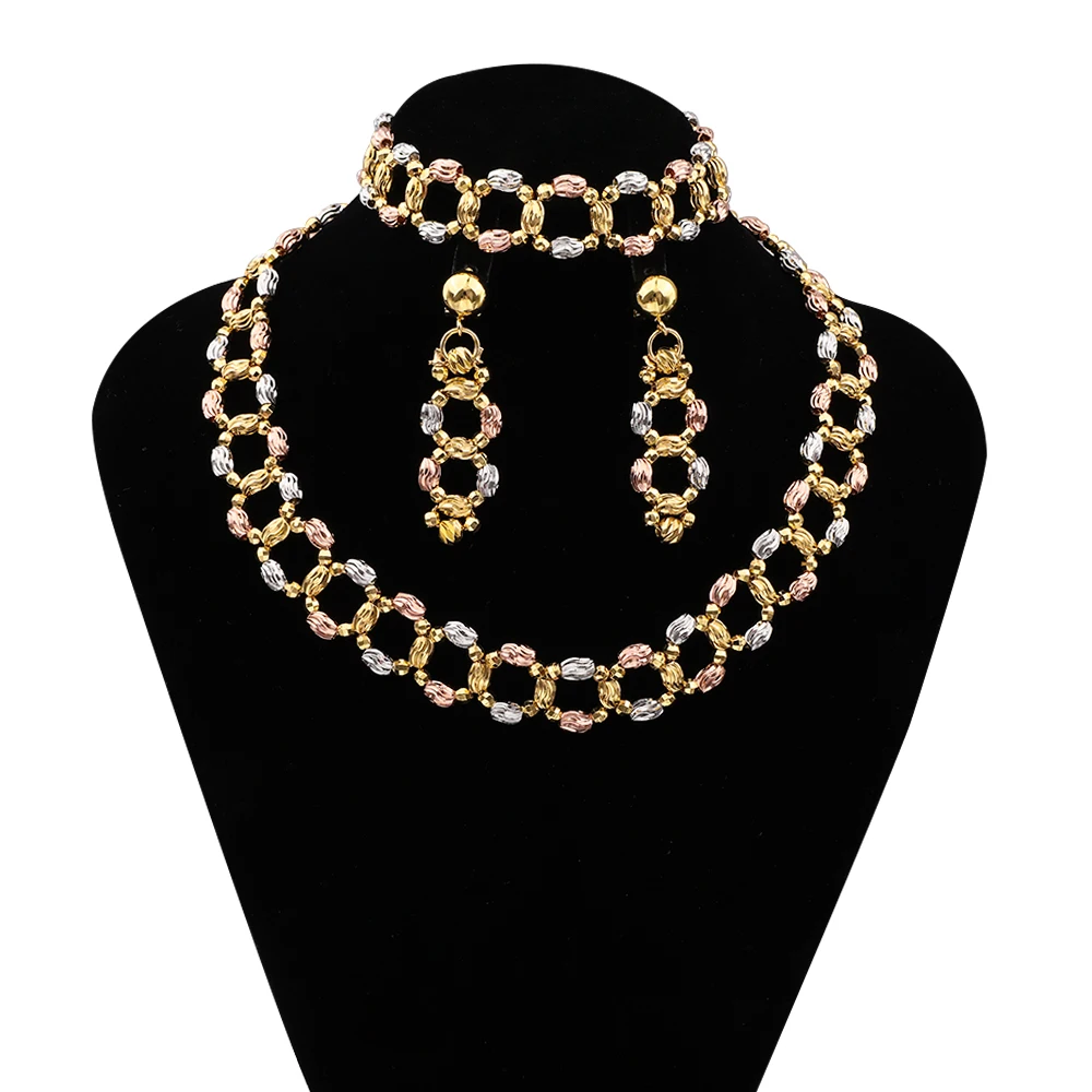 

Irish Fashion Necklace Jewelry Set Colorful Oval Beads Women's Charm Earrings Bracelet Clothing Versatile Party Gifts