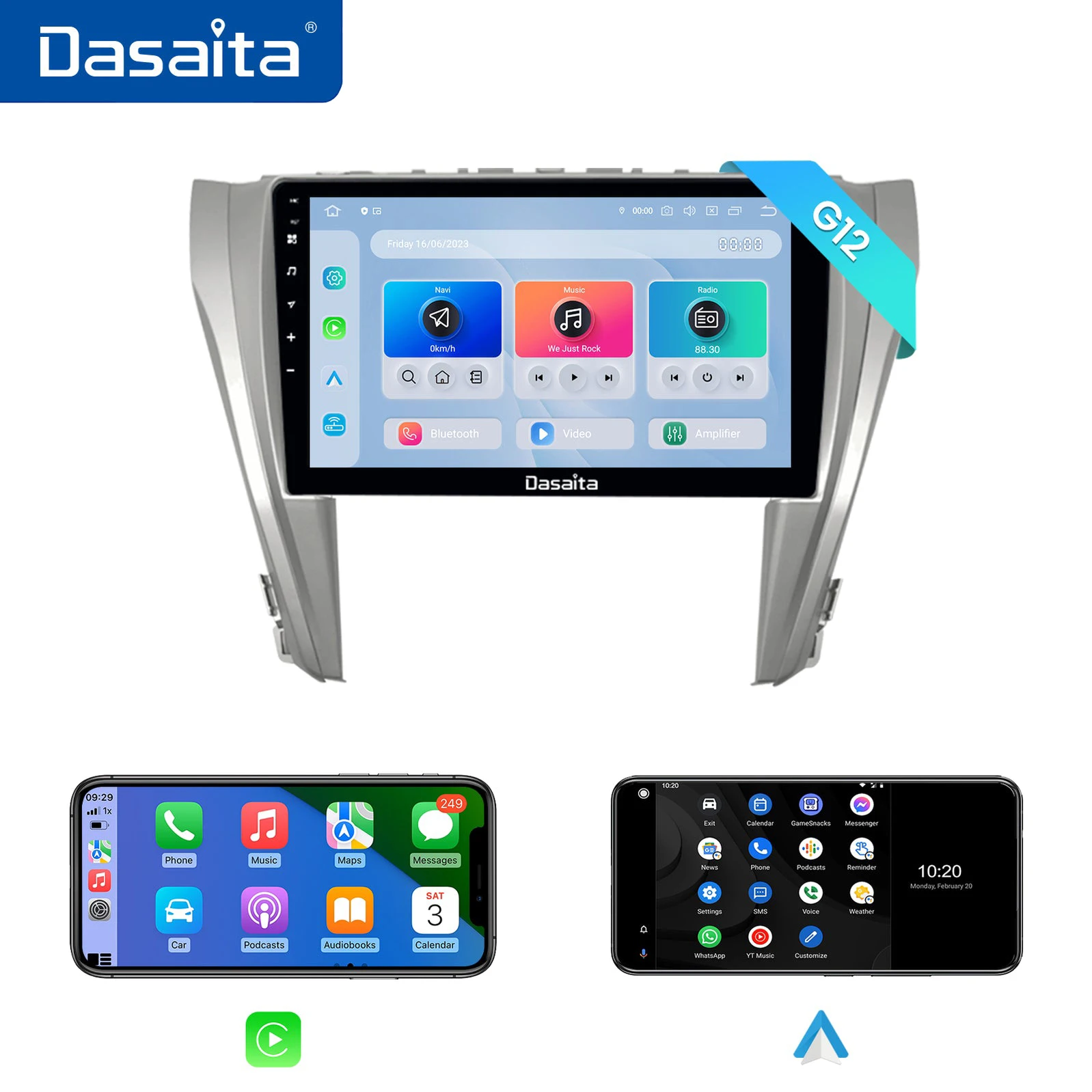 

Dasaita для Toyota Camry 2015 2016 2017 Qualcomm 665 10,2 "QLED экран 8 + 256G Carplay Android автомобильное радио Автомобильное стерео