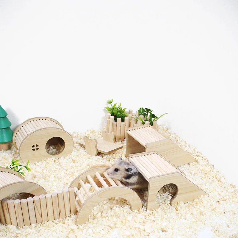 Hamster Climbing Ladder Wooden Bridge for Guinea Pigs Rats Small Animals Toys Cage Decor Accessories